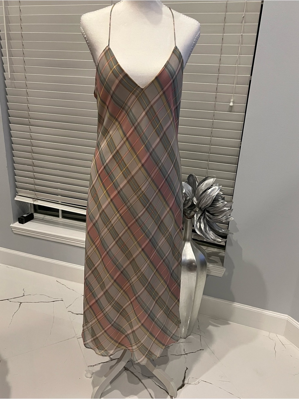 Lauren Ralph Lauren Plaid Maxi Slip Dress Size 10 NWT